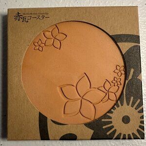 Okinawa Akagawara Clay Tile Material Coaster with Flowers